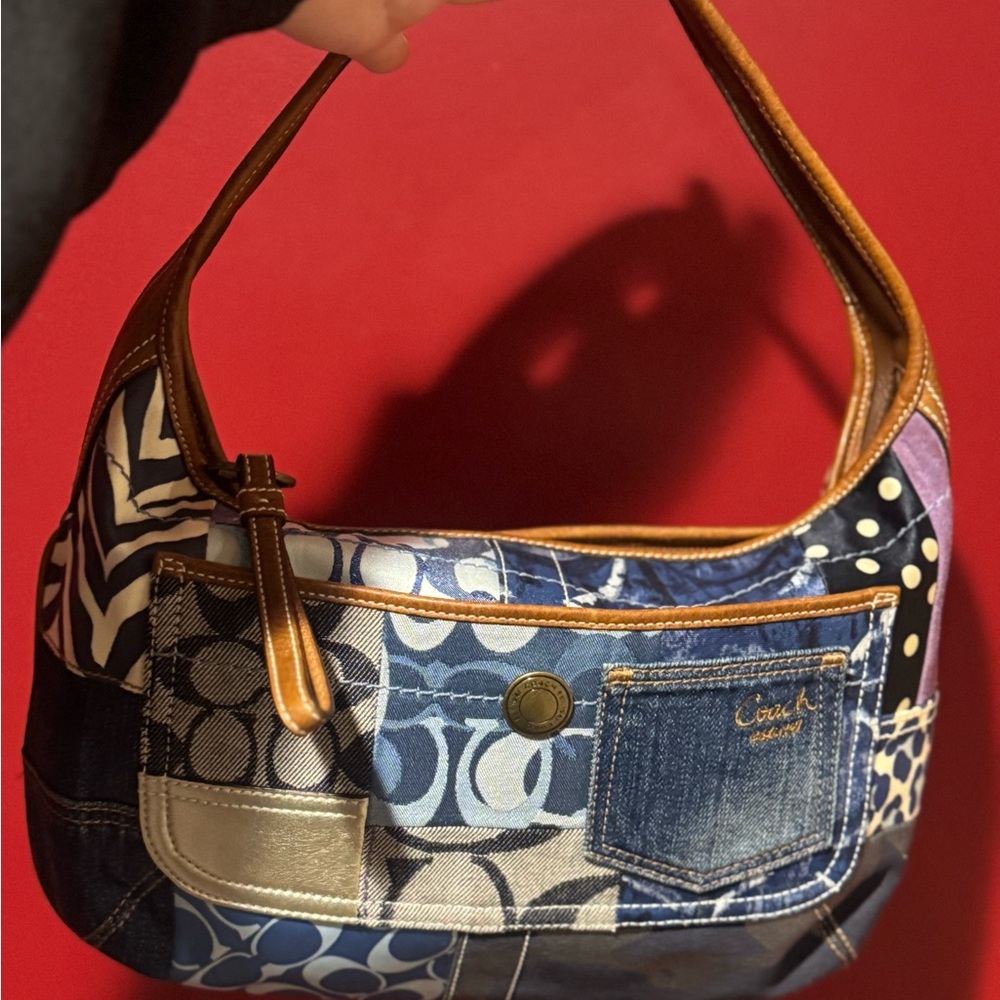 SOLD!!!!!!Coach 2007 Denim Patchwork Ergo Hobo